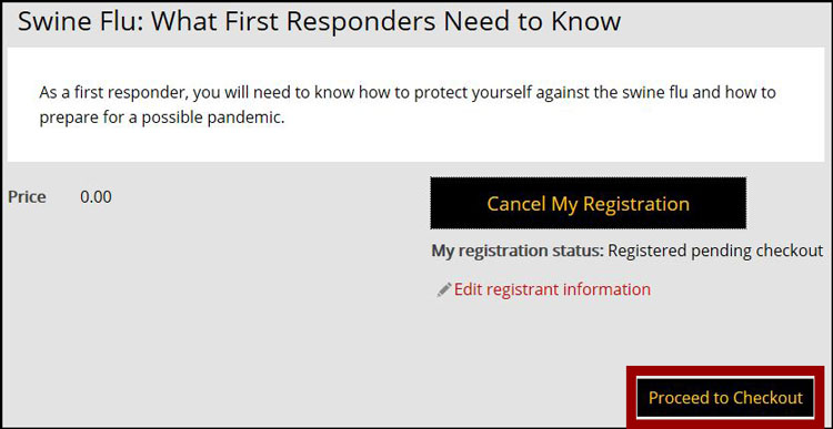 This page provides the user the options to cancel their registration and update their information. 