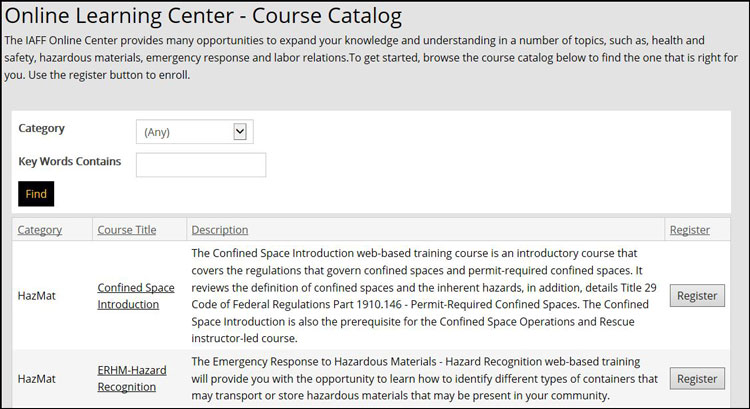 Sample of the course catalog.