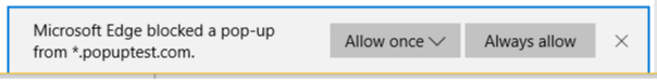 Edge pop-up block notification.